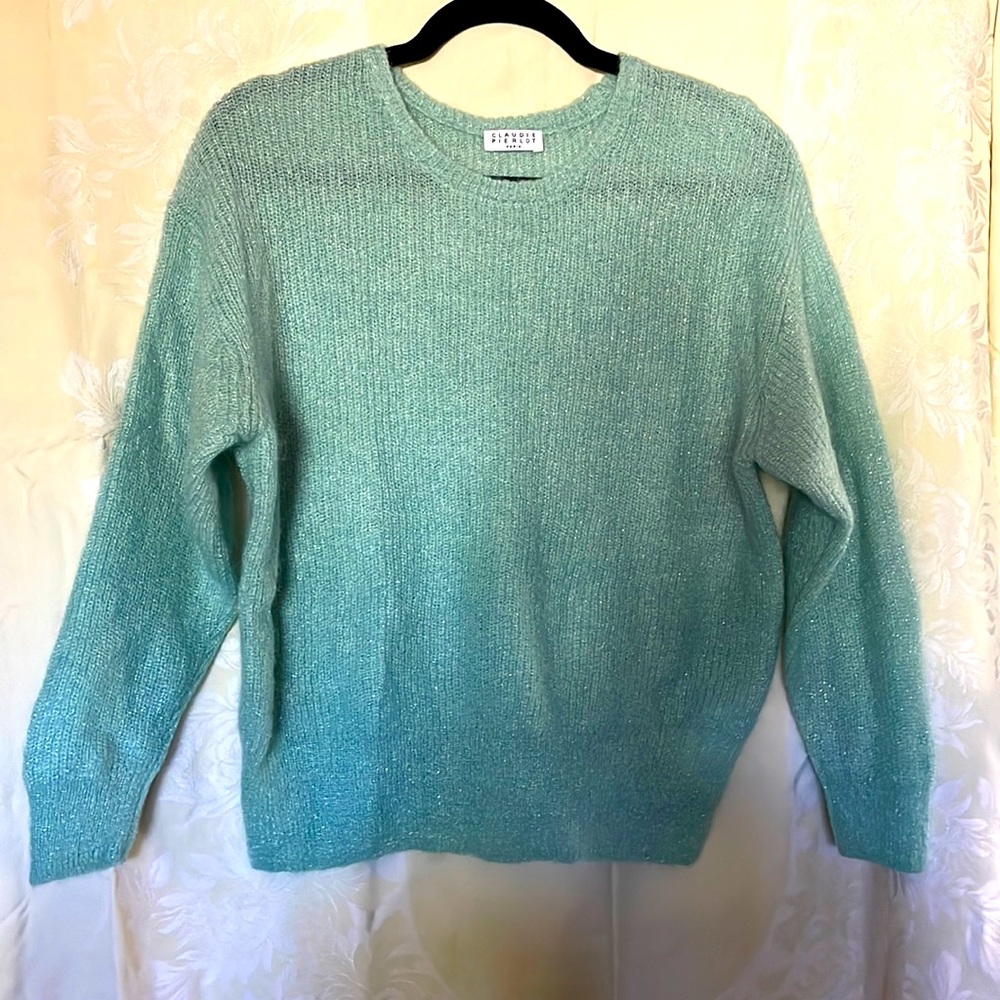 Claudie Pierrot Paris sweater. Turquoise with silver treads